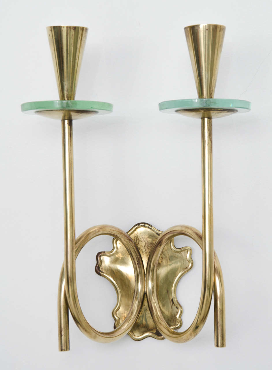 Mid-Century Modern Pair of Midcentury Brass Sconces in the Style of Fontana Arte