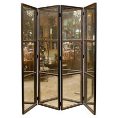 20thc Four -panel Mirrored Screen