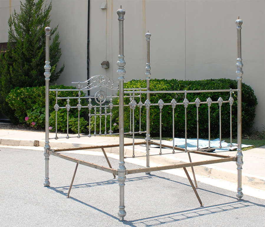 19th Century Steel Anglo-Indian Steel Four-Poster Bed Frame. Custom Size Mattress-  70 3/4
