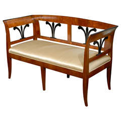 19thc Beidermeier Settee, Ebonized Accents