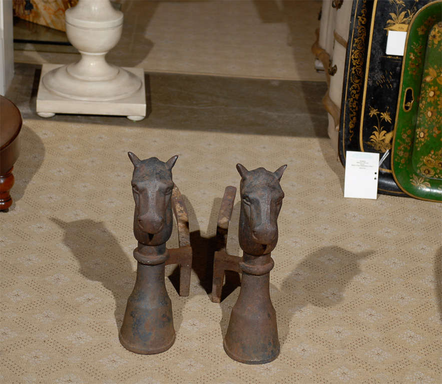 PAIR OF EARLY 20thC HORSE HEAD & HOOF ANDIRONS<br />
AN ATLANTA RESOURCE FOR FINE ANTIQUES<br />
WE HAVE A VERY LARGE INVENTORY ON OUR WEBSITE<br />
TO VISIT GO TO WWW.PARCMONCEAU.COM