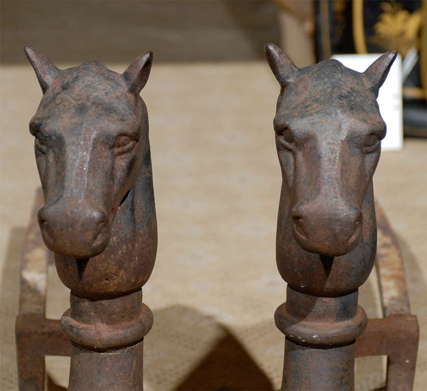 Pair Of Early 20thc Horse Head & Hoof Andirons 4