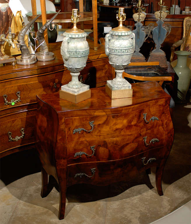 Early To Mid C Alabaster Urn Lamps With Greek Key Motif