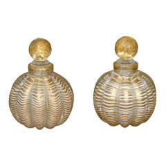 Pair Of 20thc Large Italian Murano Glass Perfume Bottles