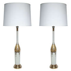 A Pair of 1960's Austrian Secessionist Revival Glass Table Lamps