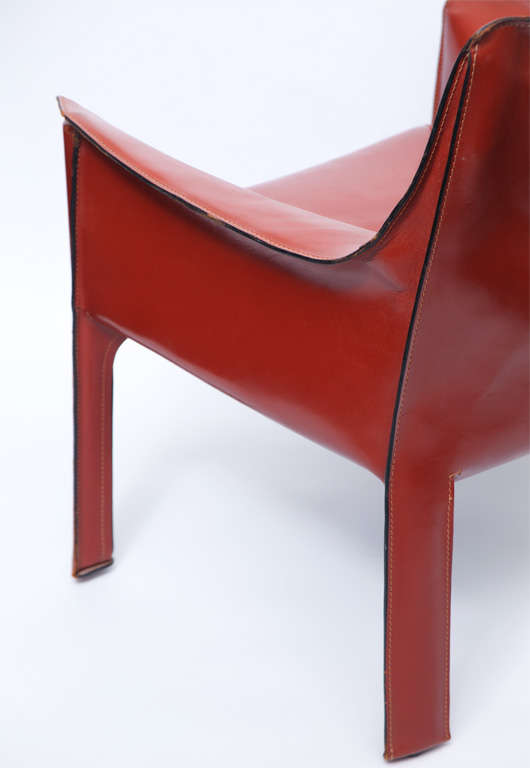 A Pair of Italian 1970's Leather Cab Chairs by Mario Bellini 2