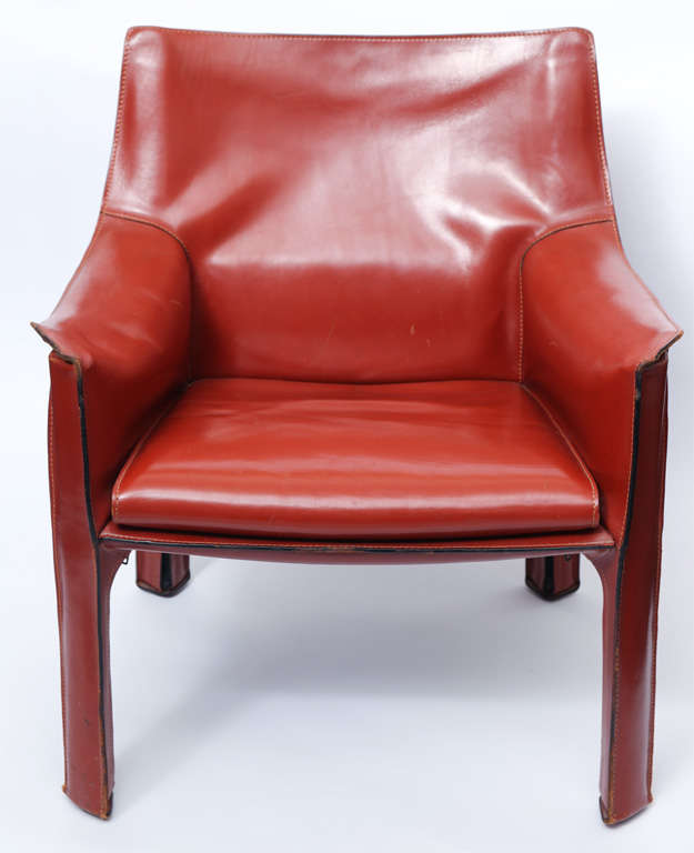 A Pair of Italian 1970's Leather Cab Chairs by Mario Bellini 5
