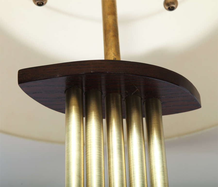  Table Lamps Pair Mid Century Modern Architectural brass and wood 1950's In Good Condition For Sale In New York, NY