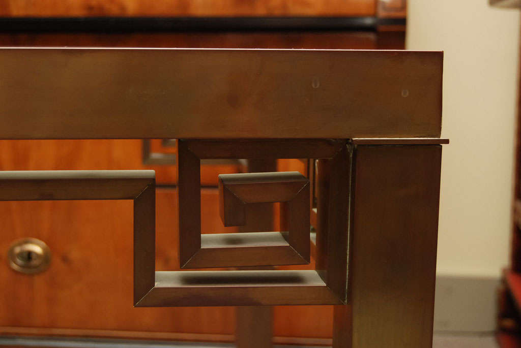 Patinated Brass Table With Glass Top 1