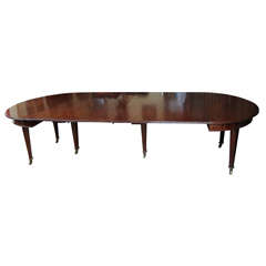 Large 1900
s English Mahogany Dining Table with Four Leafs
