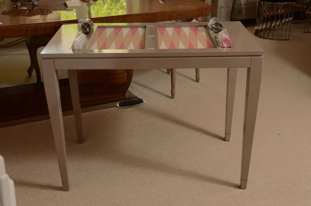 Custom Made Backgammon Table in a Taupe Lacquer