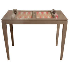 Custom Made Backgammon Table in a Taupe Lacquer