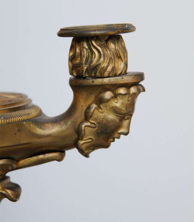 Pair of Directoire Gilt Bronze Three-Light Candelabra For Sale 2