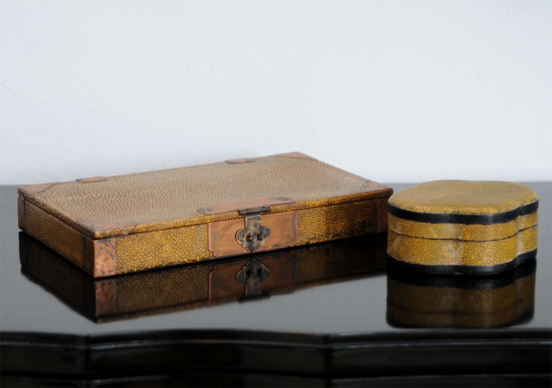 Two Chinese Shagreen Covered Boxes, 19th Century In Excellent Condition For Sale In Hollywood, FL