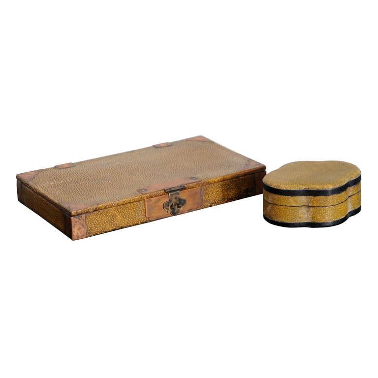Two Chinese Shagreen Covered Boxes, 19th Century For Sale