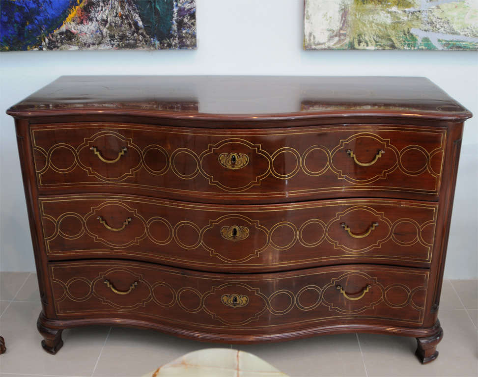 Fine Maltese Rosewood and Brass Inlaid Commode