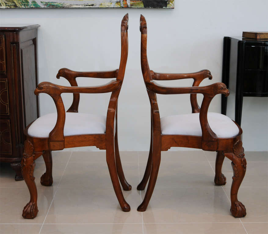 18th Century Fine Pair of George II Padouk Armchairs, Anglo-Indian For Sale