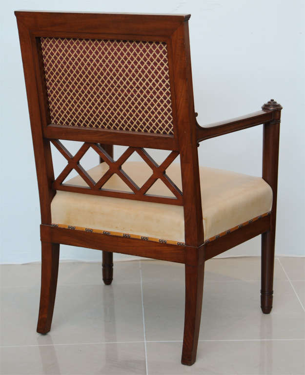 19th Century Rare Set of four Consulat Mahogany Armchairs, France For Sale