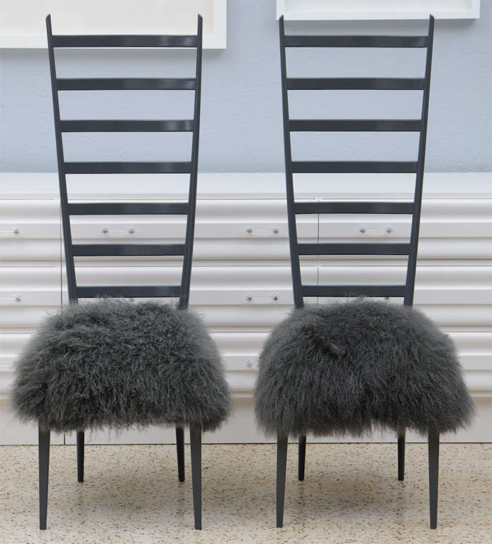 Pair of Extra Tall Italian Ladderback Chairs after Ponti
