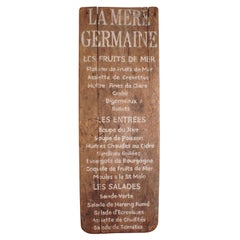 Antique La Mere Germaine French Menu Sign