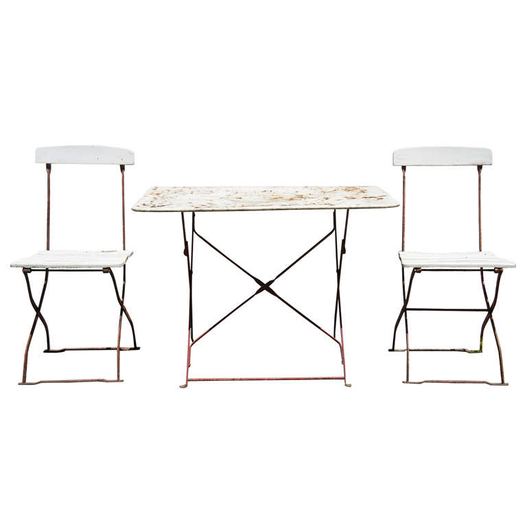 French Bistro Table and 2 Chairs at 1stDibs