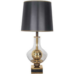 Large Glass and Gilt Metal Lamp