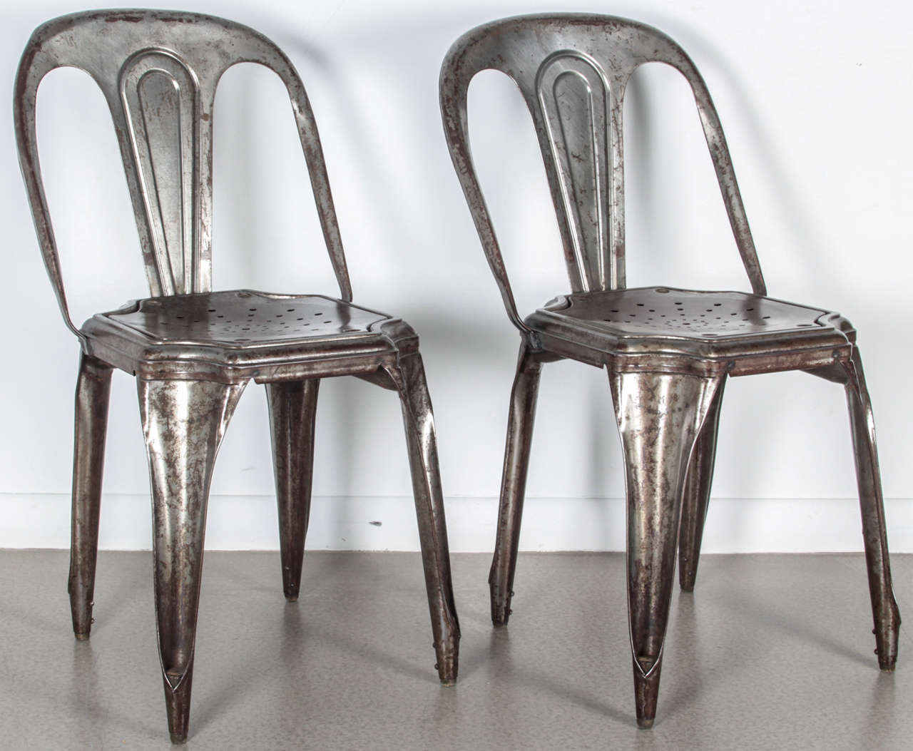 Set of Four Metal Stacking Chairs by Tolix For Sale at 1stdibs