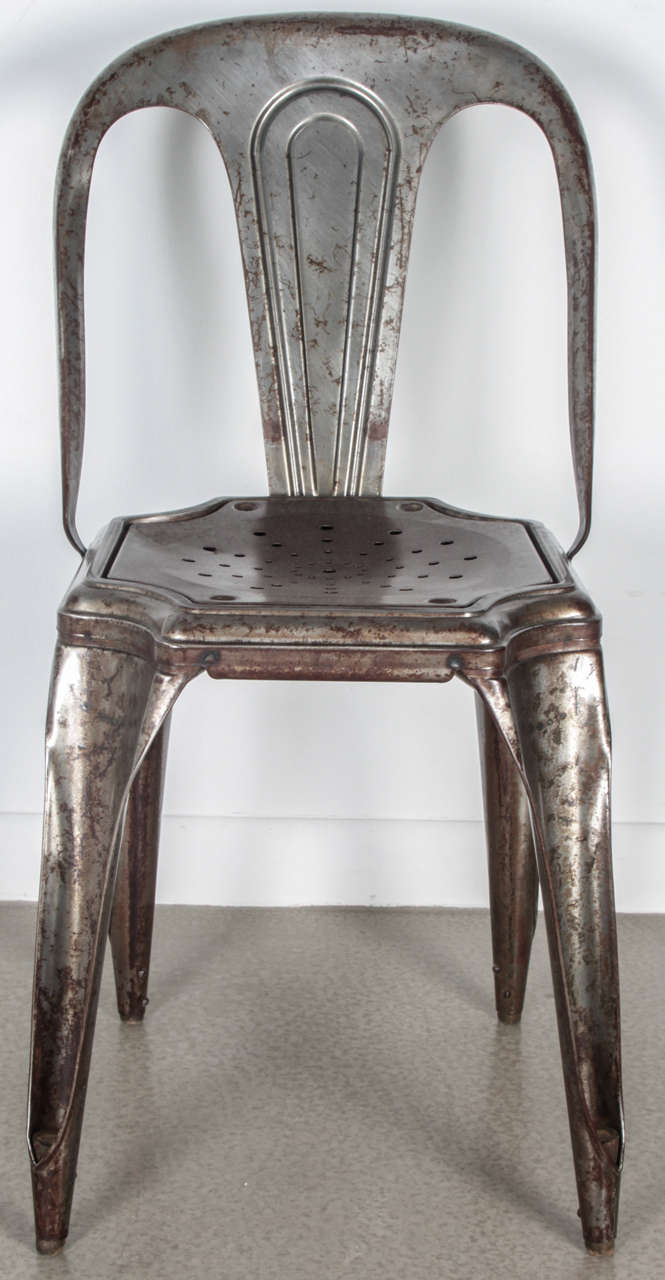 Set of Four Metal Stacking Chairs by Tolix For Sale at 1stdibs