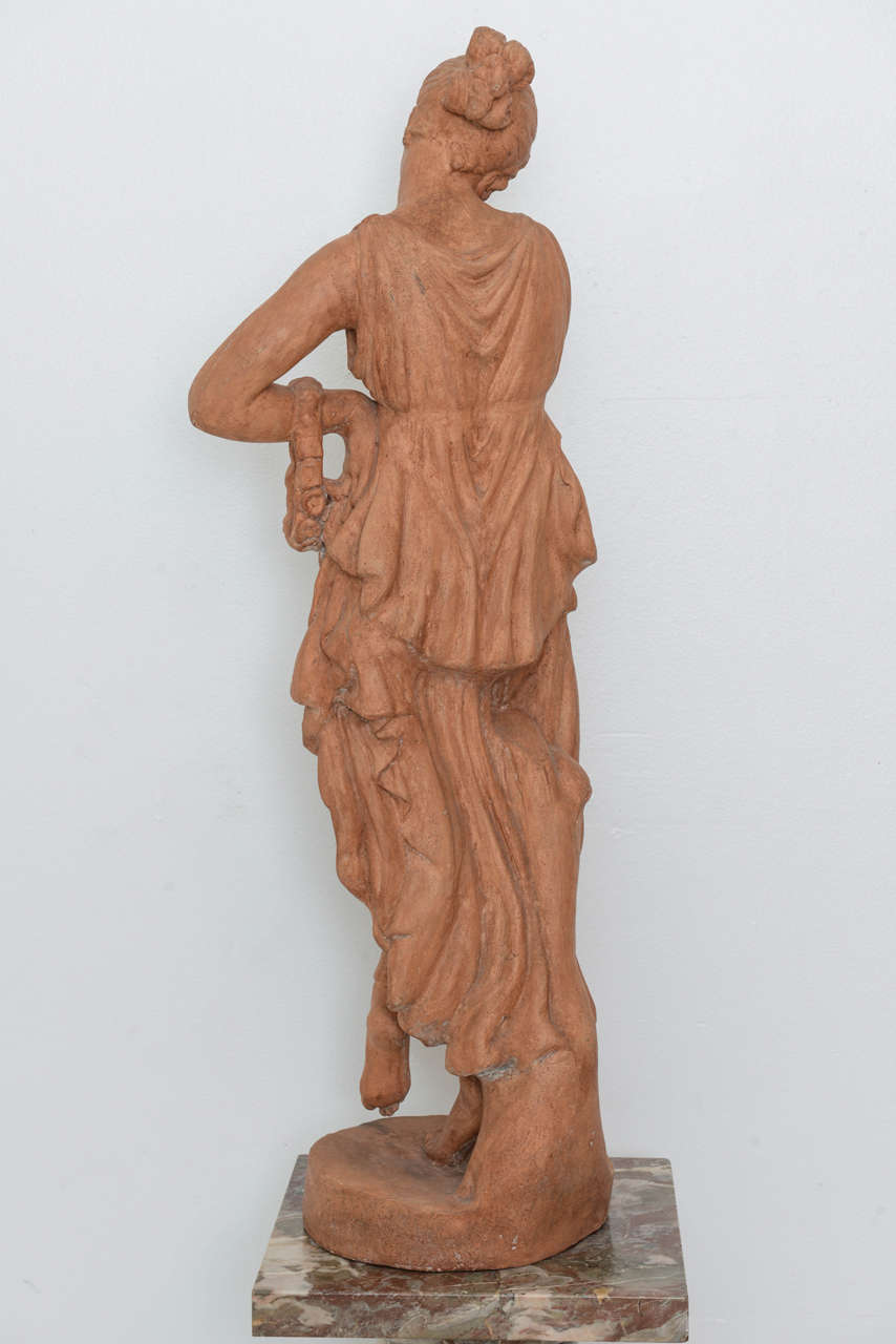 Molded Neoclassical, Greco-Roman Terracotta Garden Sculpture, France, 19th Century