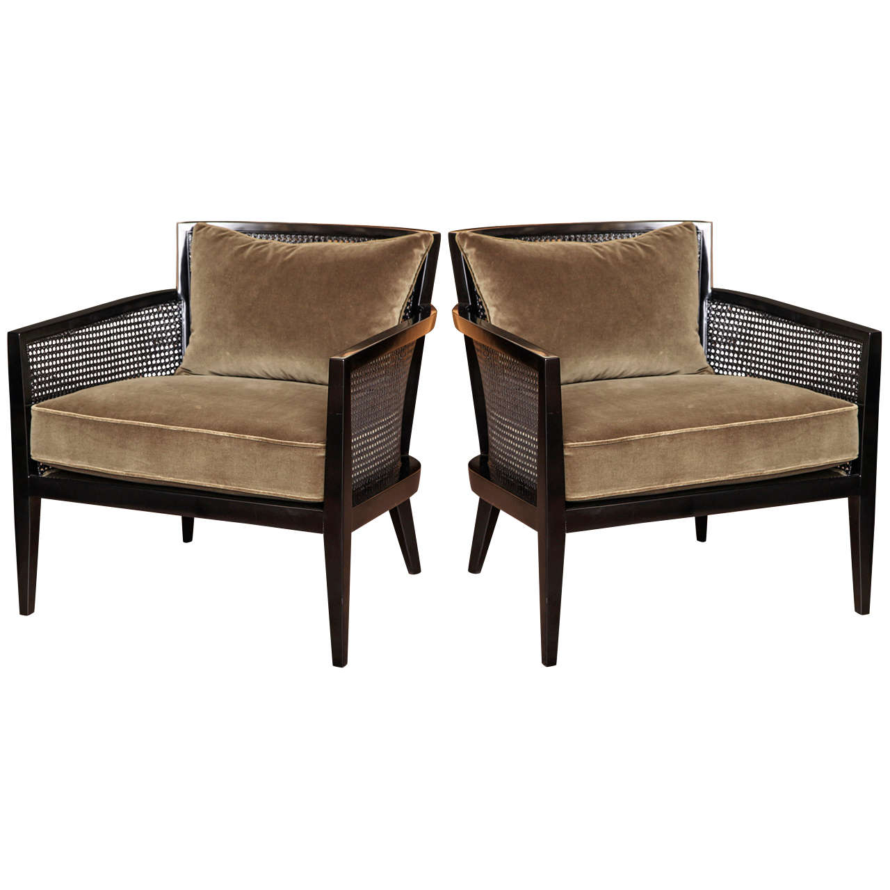 Pair Of Cane Armchairs By Harvey Probber c. 1960