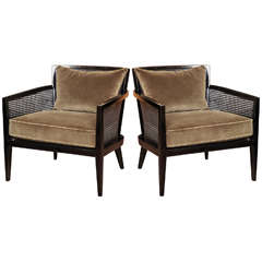 Pair Of Cane Armchairs By Harvey Probber c. 1960