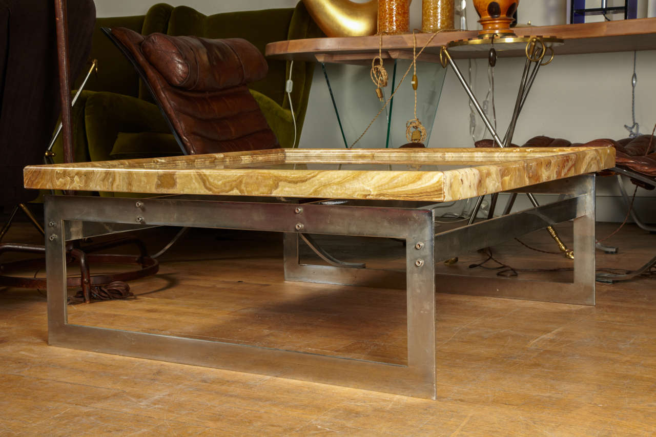 Squared Coffee Table With A Marble Top For Sale 4