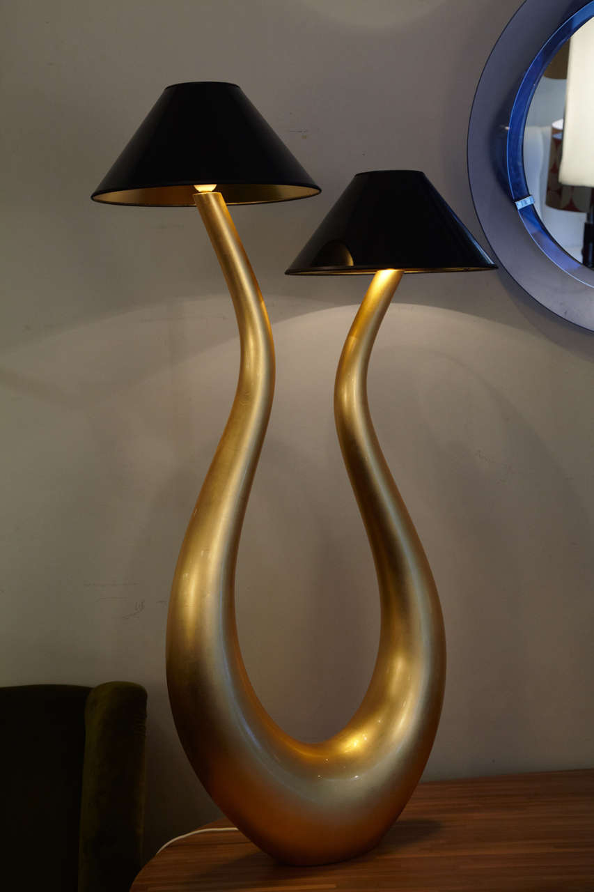 beautilful and large lamp made by Philippe Cuny (French) named Lampe Lyre. Signed and dated, contemporary creation