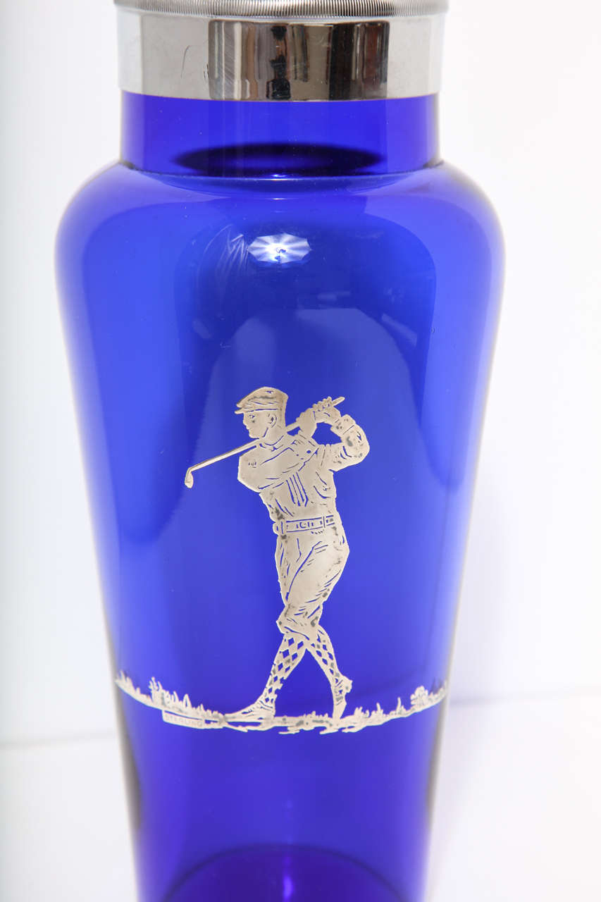 Glass Art Deco Golfing Cocktail Shaker