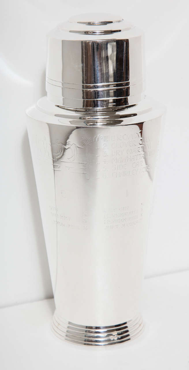 Highly collectible cocktail shaker designed by Keith Murray for Mappin and Webb.  This shaker is known as the 