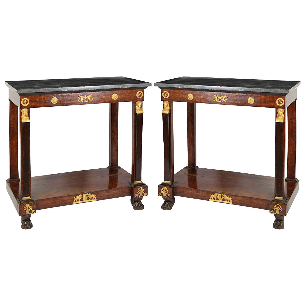 Pair of French Empire Consoles Tables 1815