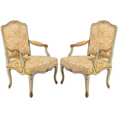 Antique Pair of Italian 18th Century Painted Armchairs