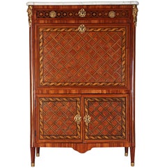 Antique Fine French Ormolu-Mounted Marqueterie Secretaire Abattant