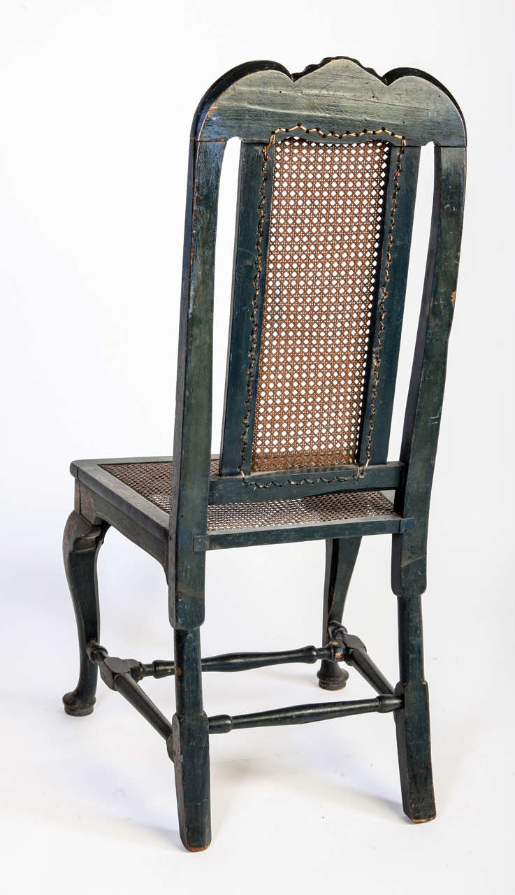 Set of 18th Century George II Blue Wood English Chairs, 1750 In Good Condition In Rome, IT