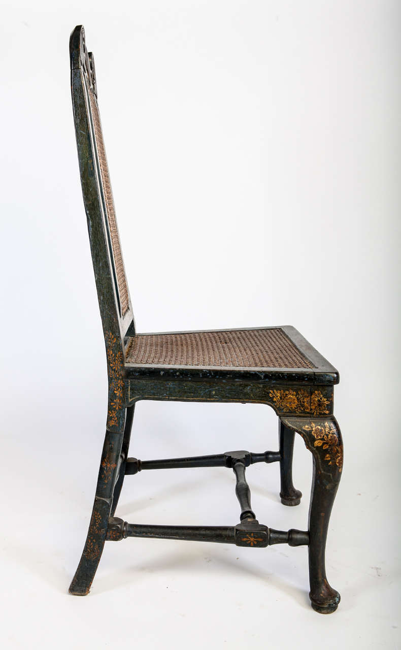 Set of 18th Century George II Blue Wood English Chairs, 1750 3