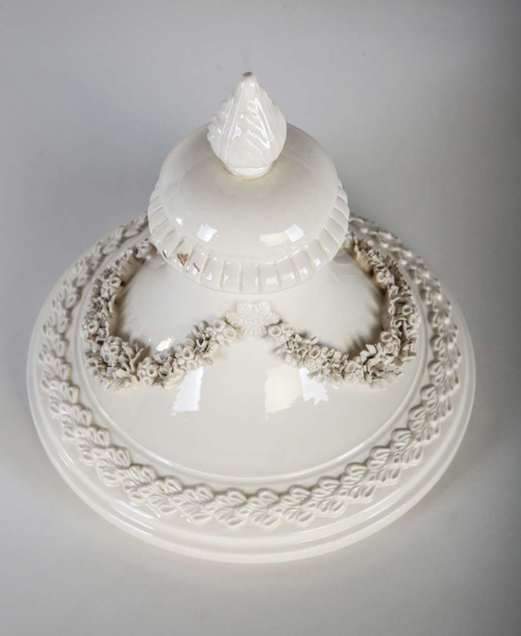 20th Century  Pair of Italian, White Ceramic  Urn Vases