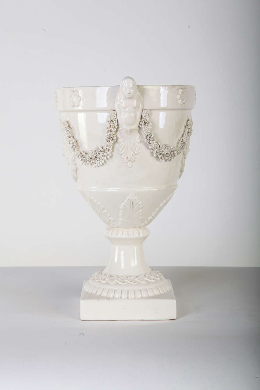  Pair of Italian, White Ceramic  Urn Vases 3