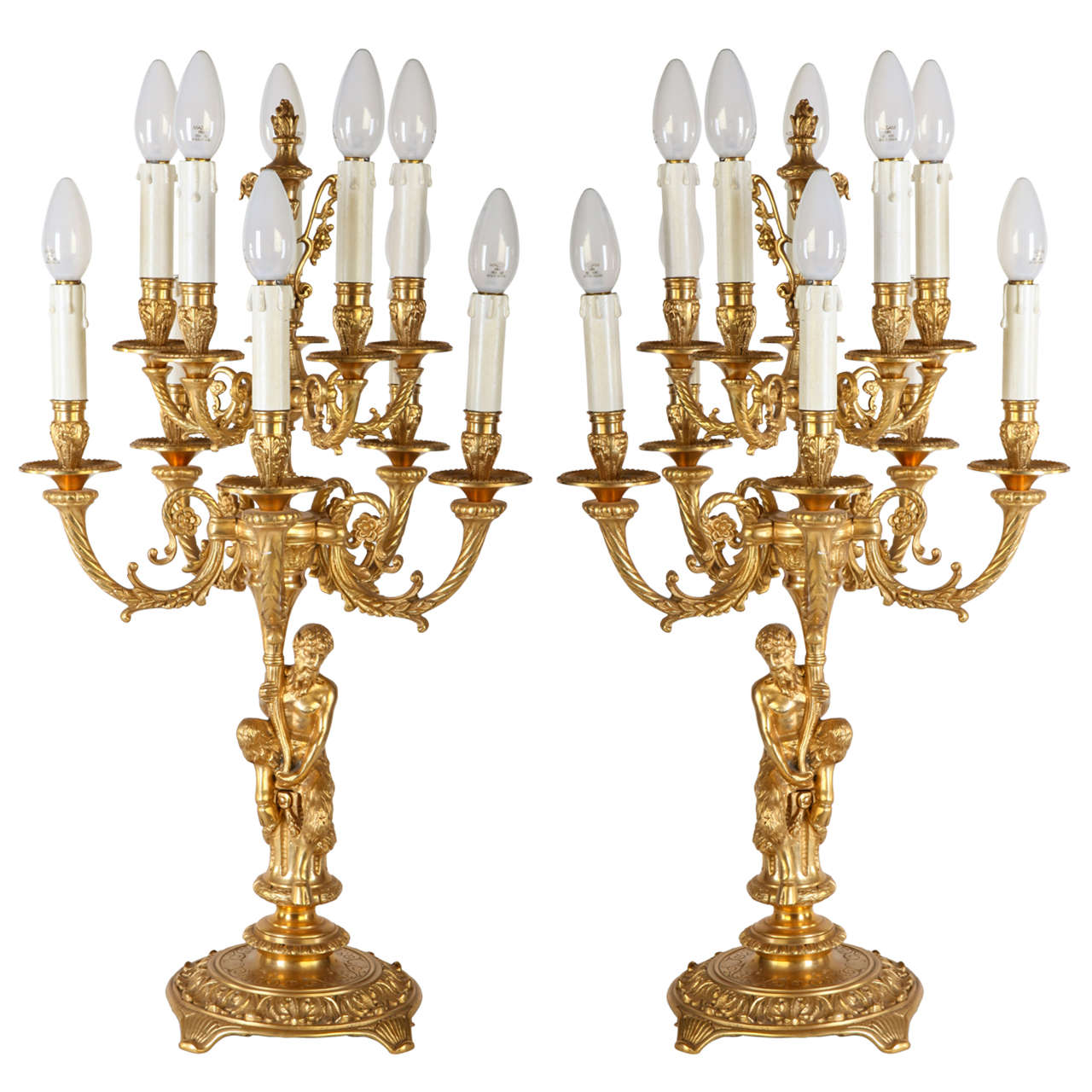  Fine Pair of French Gilt Bronze Candelabrum, circa 19th Century