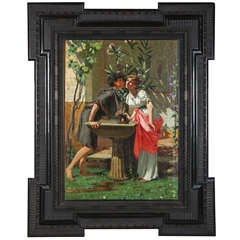 Lovers by a Fountain, Painting oil on canvas 6