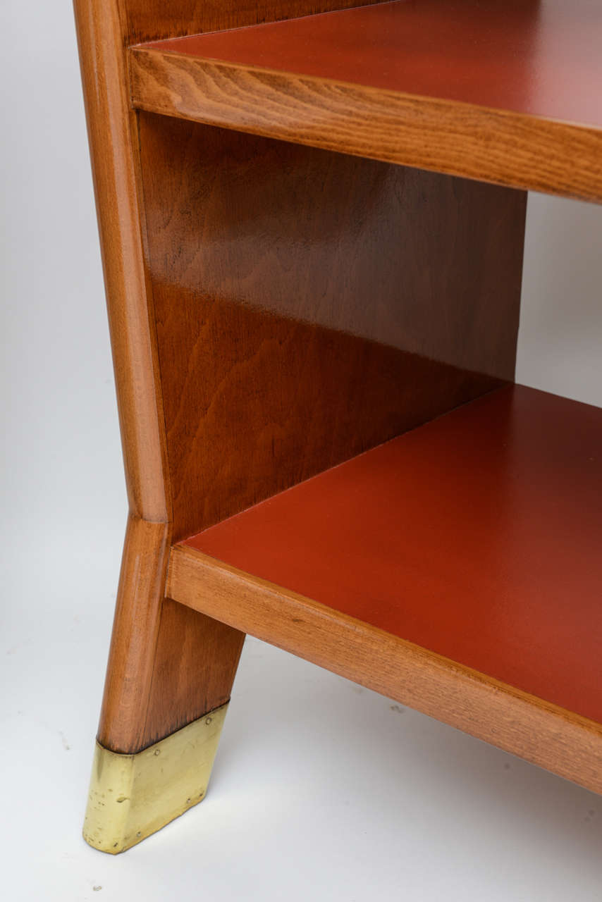 Fine Gio Ponti Fruitwood and Leather Dwarf Bookcase For Sale 2