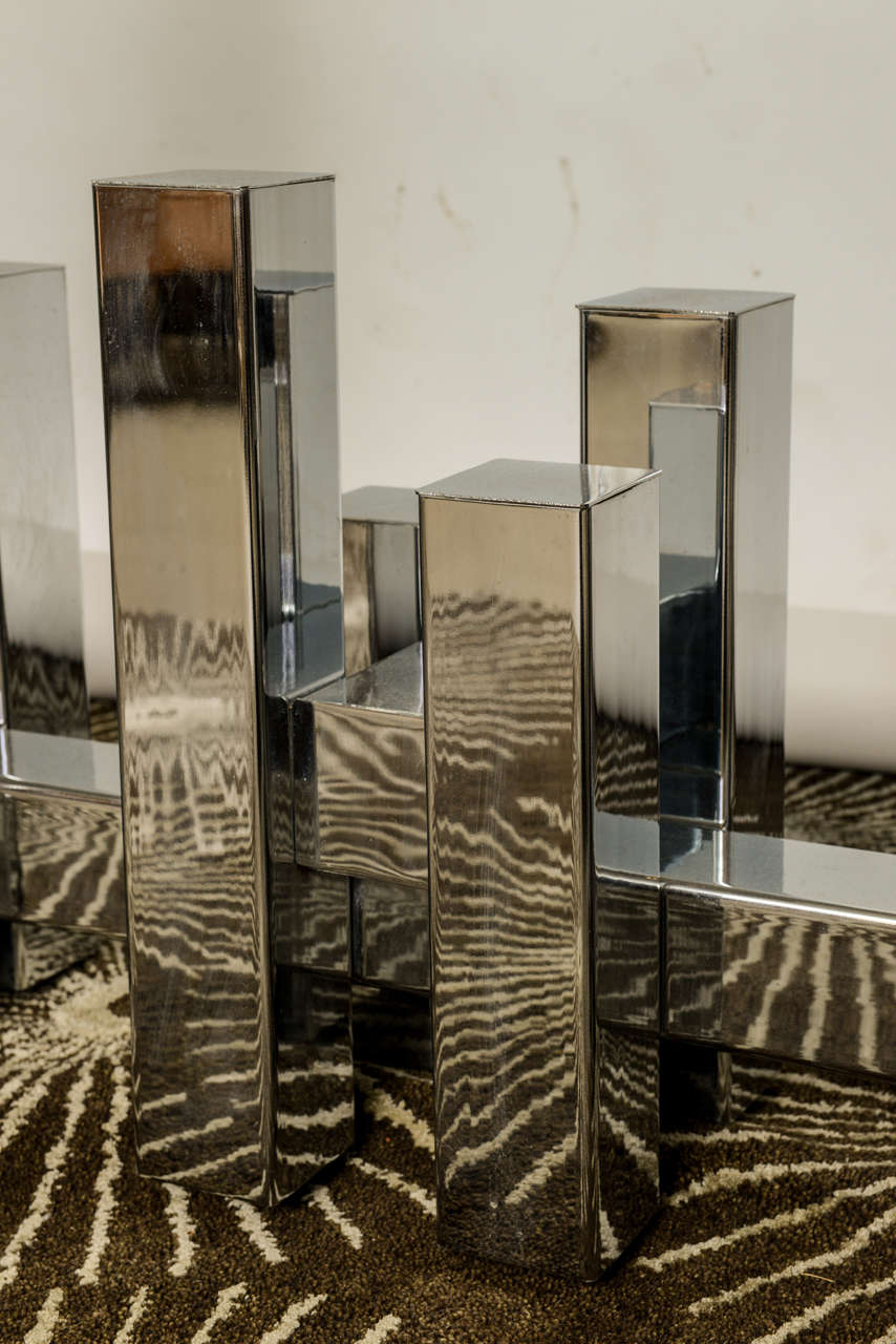 A Chrome And Glass Skyline Dining Table, Manner Of Paul Evans 1