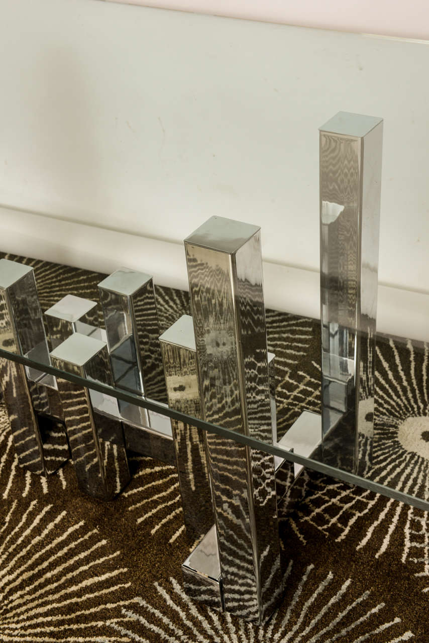 A Chrome And Glass Skyline Dining Table, Manner Of Paul Evans 2