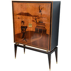 A Fine Italian Modern Marquetry Inlaid Bar Cabinet, Paolo Buffa