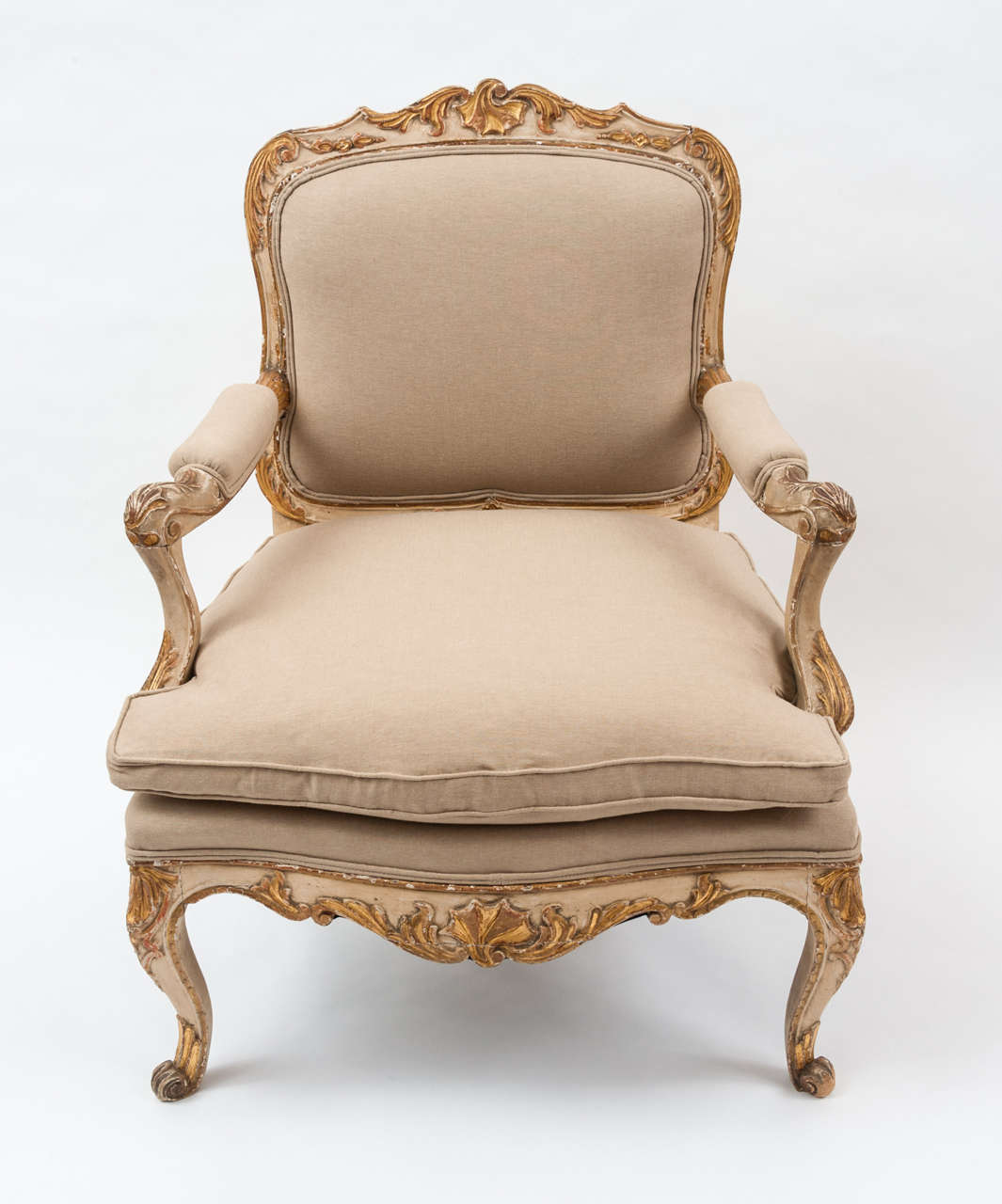 Rococo An 18th Century Italian Painted Armchair For Sale