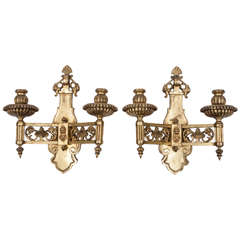 A Pair of French Empire Cast Brass Wall Sconces
